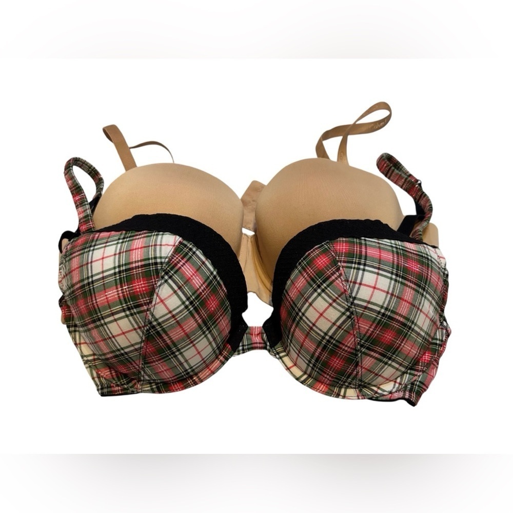 36C Bra Bundle: Victoria’s Secret Holiday Plaid & Calvin Klein Basic Nude